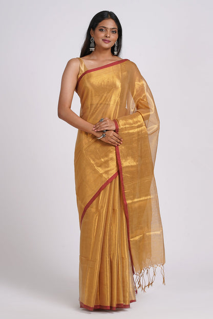 Teejh Hiraadiya Golden Organic Tissue Silk Saree