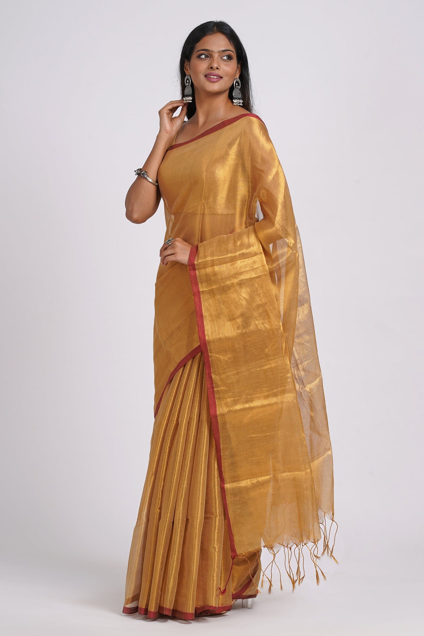 Teejh Hiraadiya Golden Organic Tissue Silk Saree