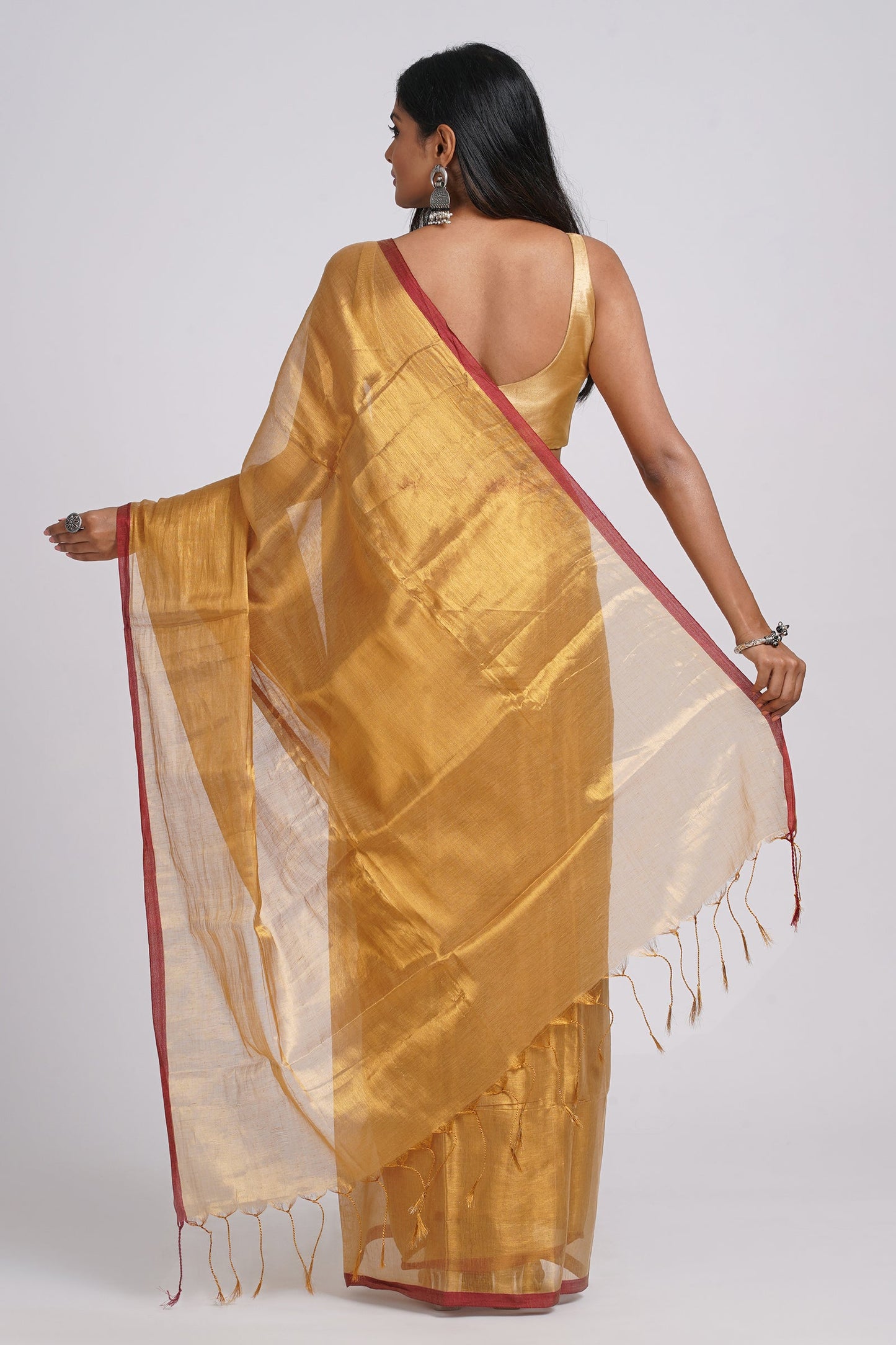 Teejh Hiraadiya Golden Organic Tissue Silk Saree