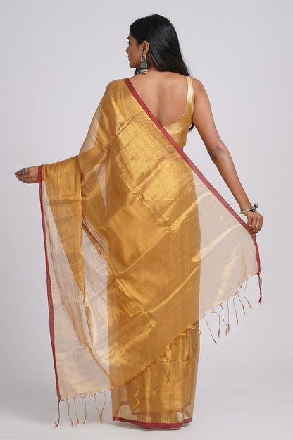 Teejh Hiraadiya Golden Organic Tissue Silk Saree