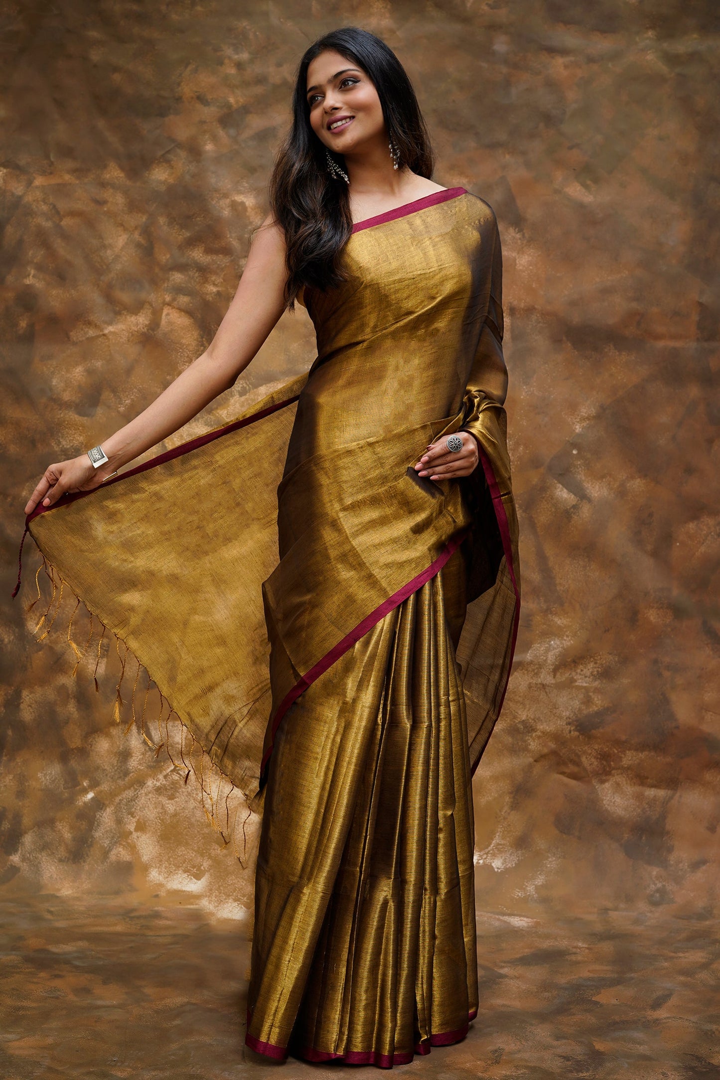 Teejh Hiraadiya Copper Organic Tissue Silk Saree