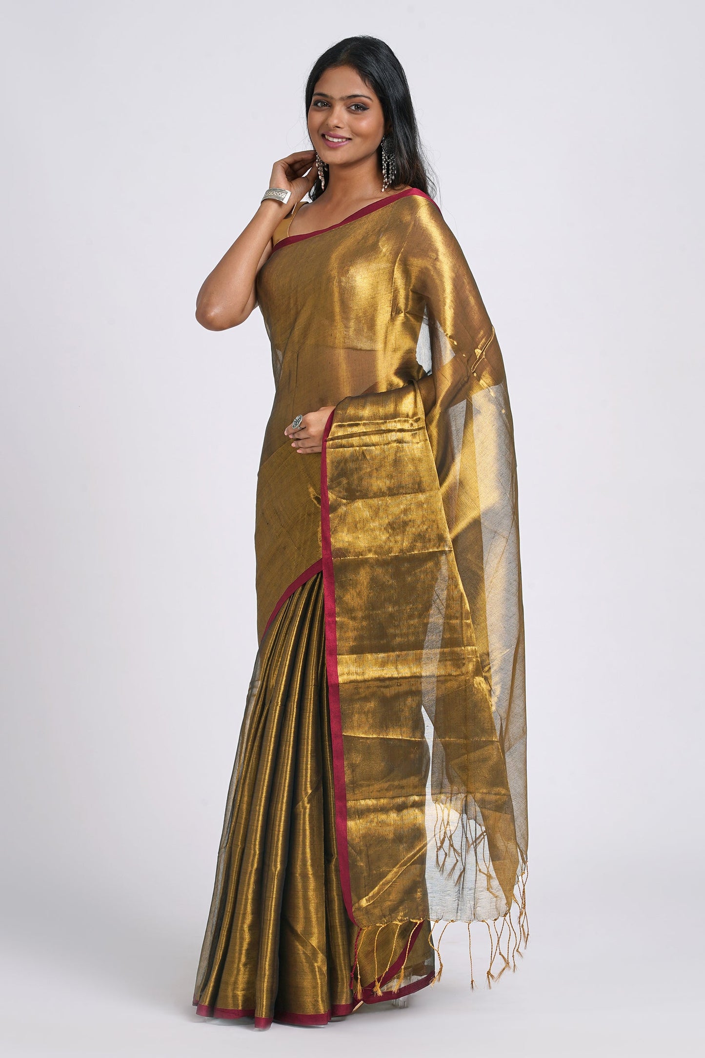 Teejh Hiraadiya Copper Organic Tissue Silk Saree