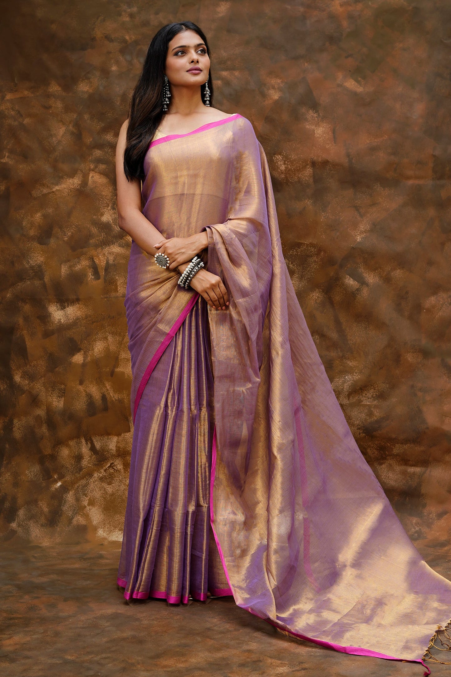 Teejh Idayini Purple Organic Tissue Silk Saree