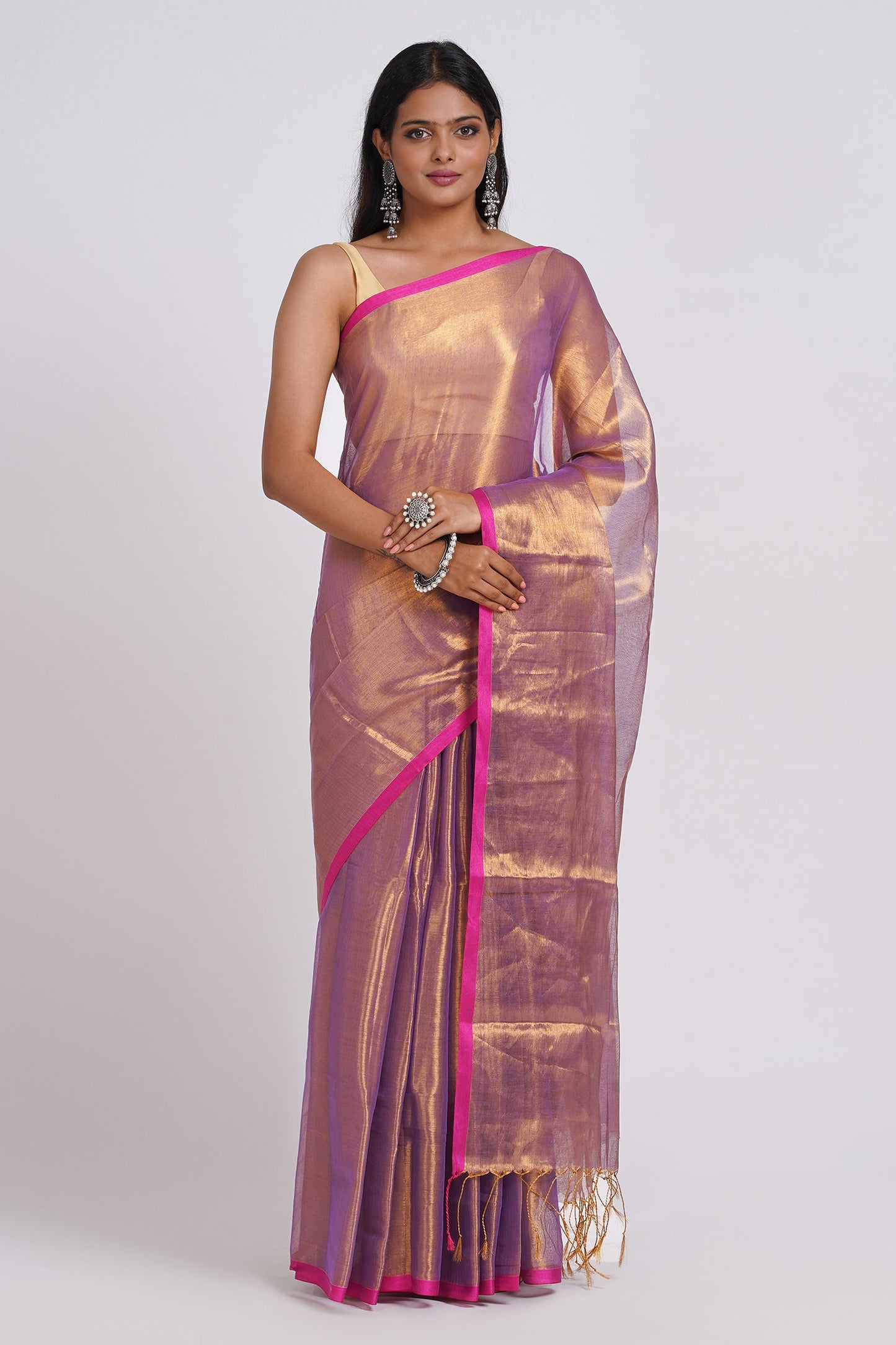 Teejh Idayini Purple Organic Tissue Silk Saree