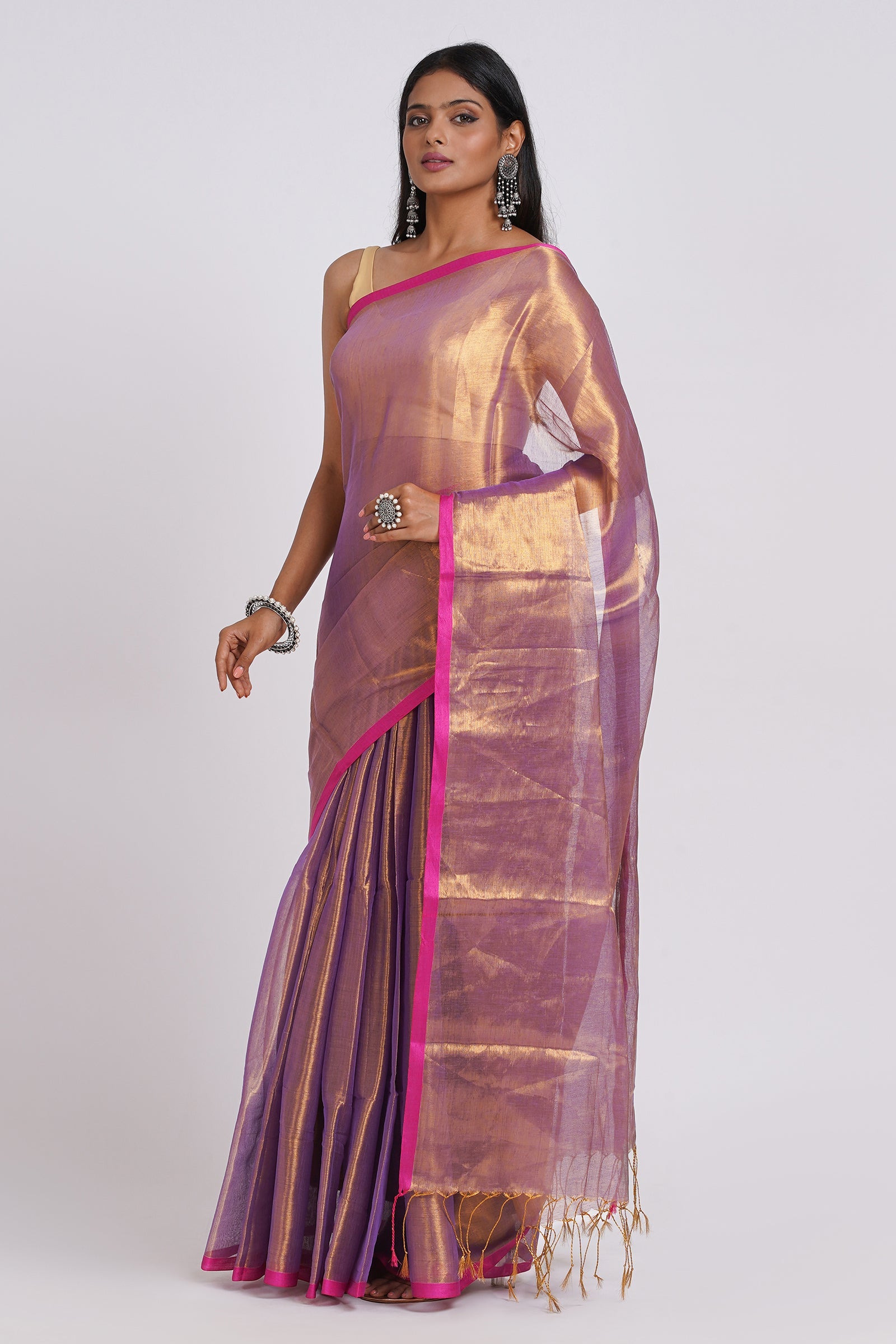 Teejh Idayini Purple Organic Tissue Silk Saree