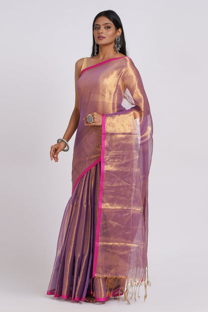 Teejh Idayini Purple Organic Tissue Silk Saree
