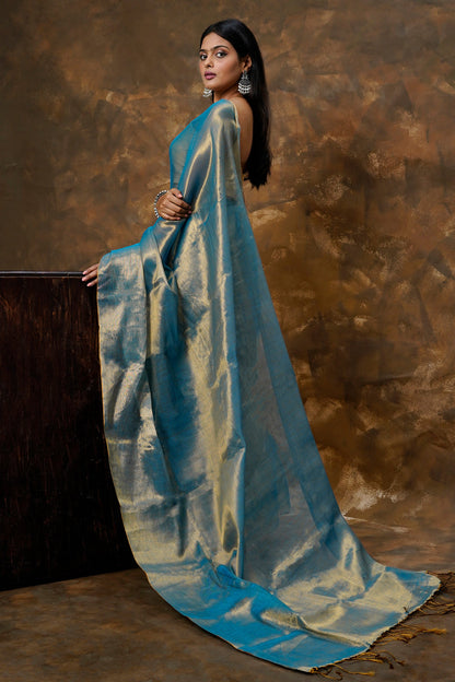 Teejh Trishika Blue Tissue Saree