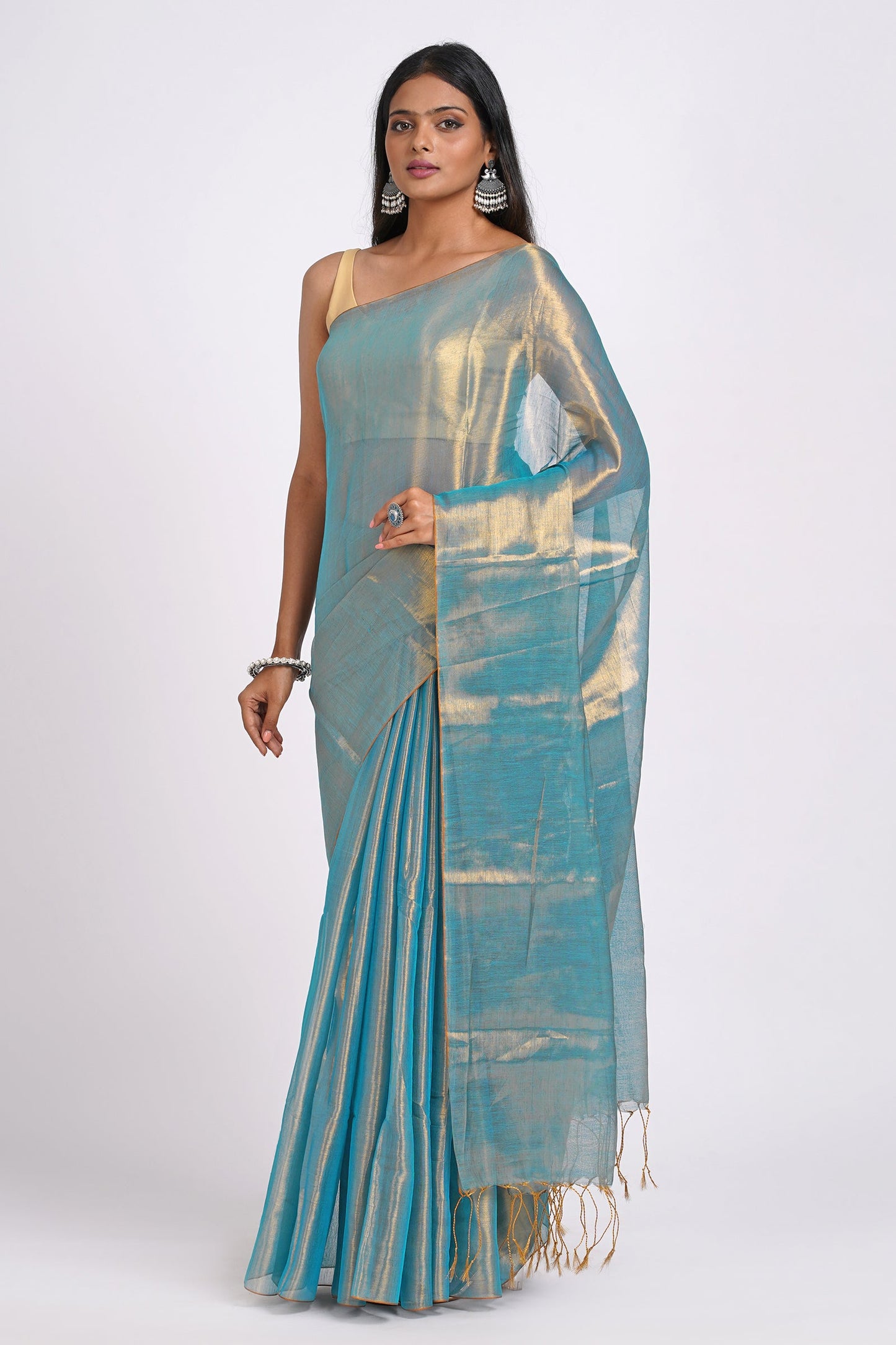 Teejh Trishika Blue Tissue Saree