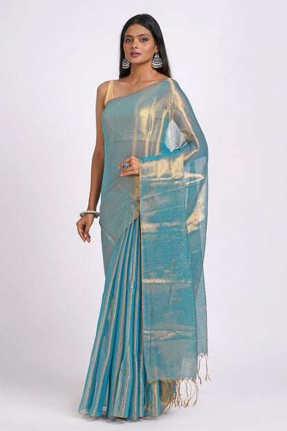 Teejh Trishika Blue Tissue Saree