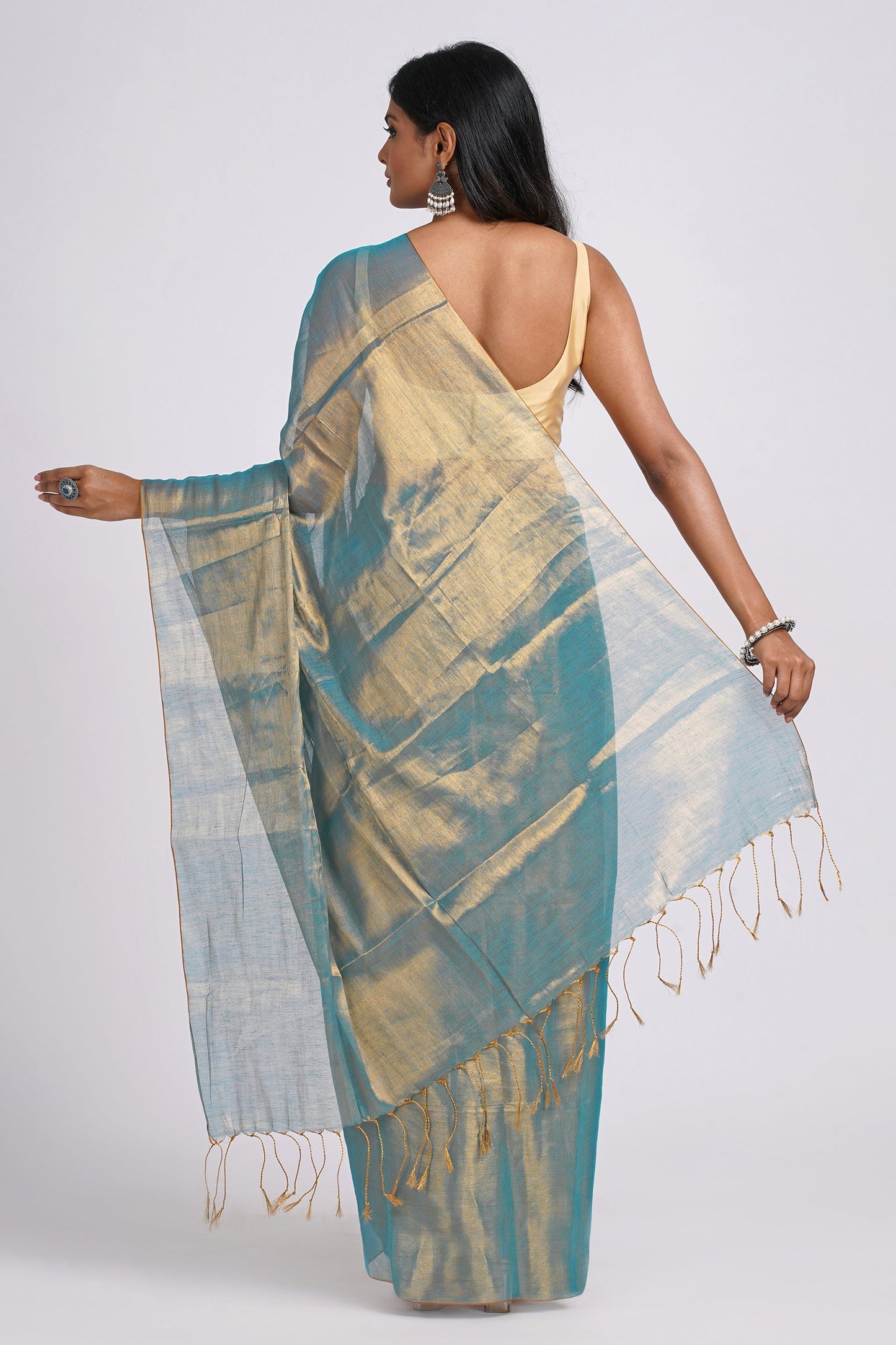 Teejh Trishika Blue Tissue Saree
