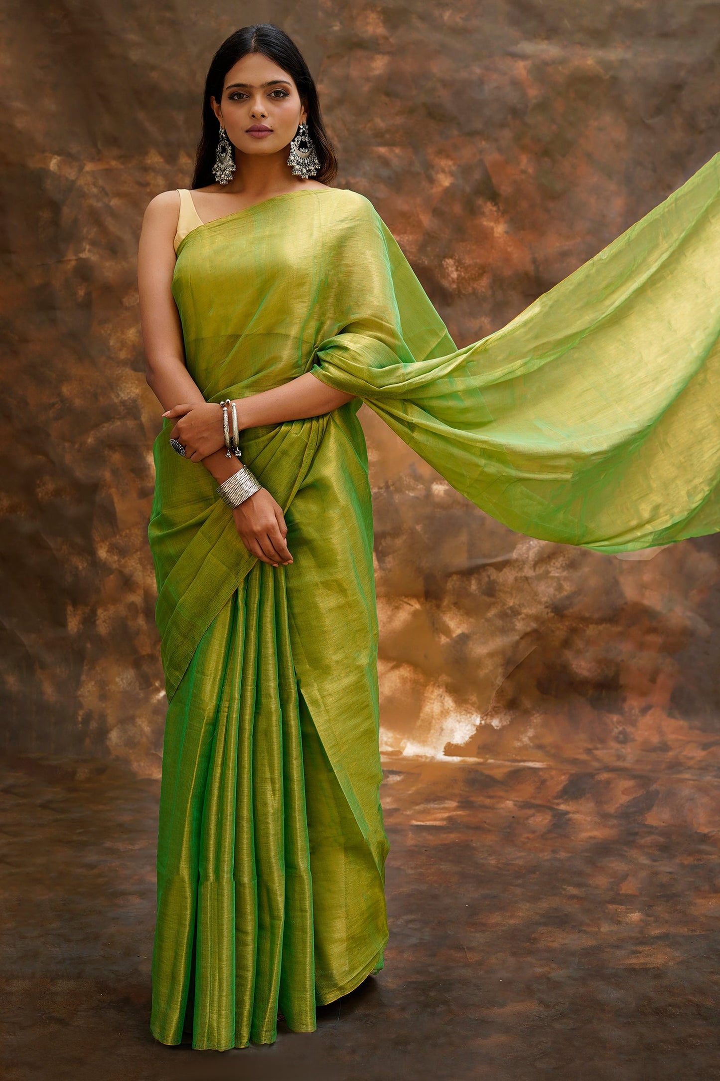 Teejh Trishika Green Tissue Saree