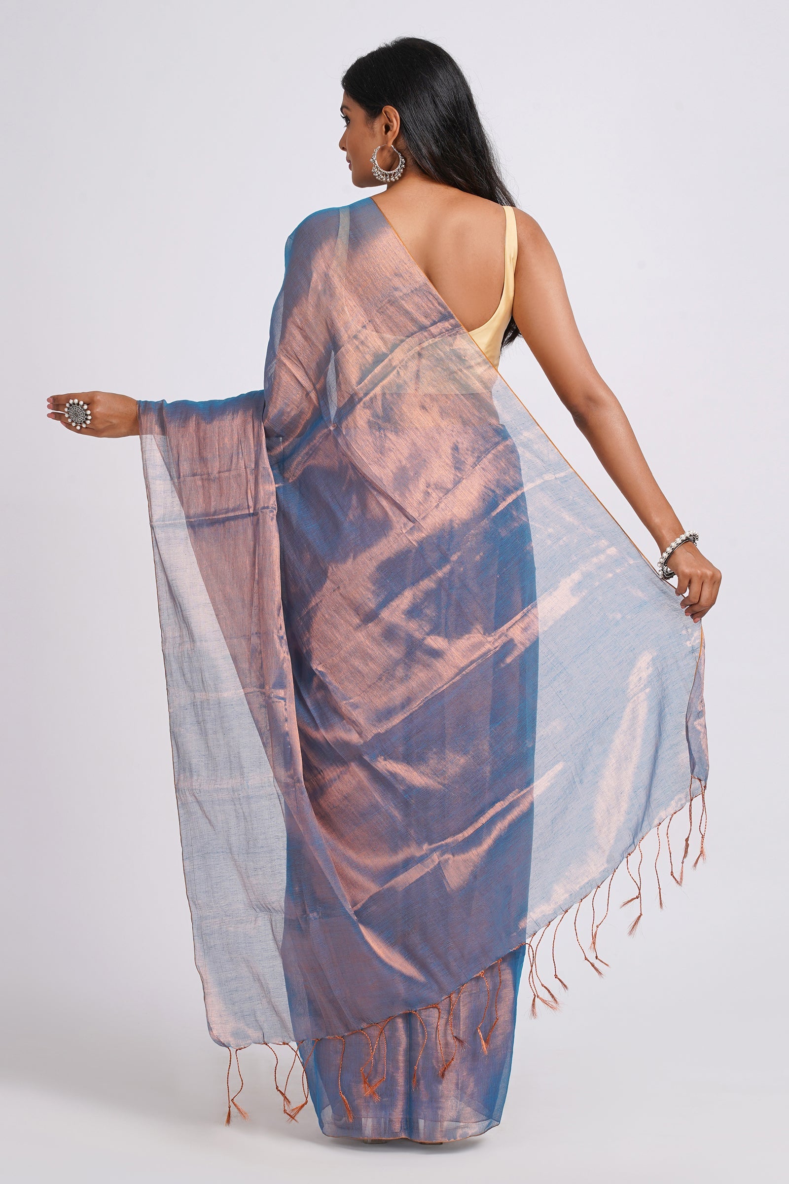 Teejh Trishika Dark Blue Tissue Saree