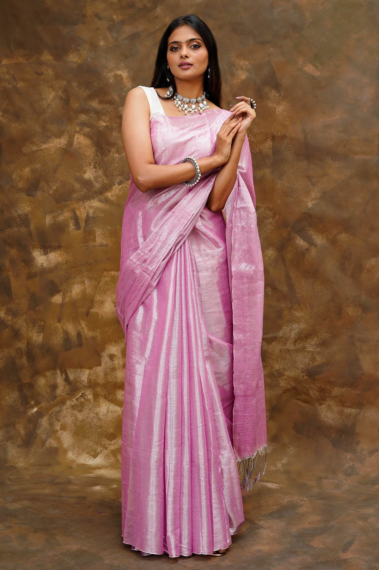 Teejh Trishika Pink Tissue Saree