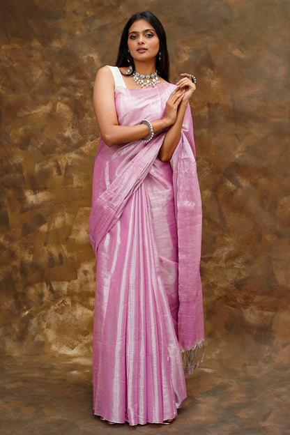 Teejh Trishika Pink Tissue Saree
