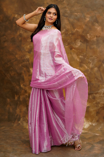 Teejh Trishika Pink Tissue Saree
