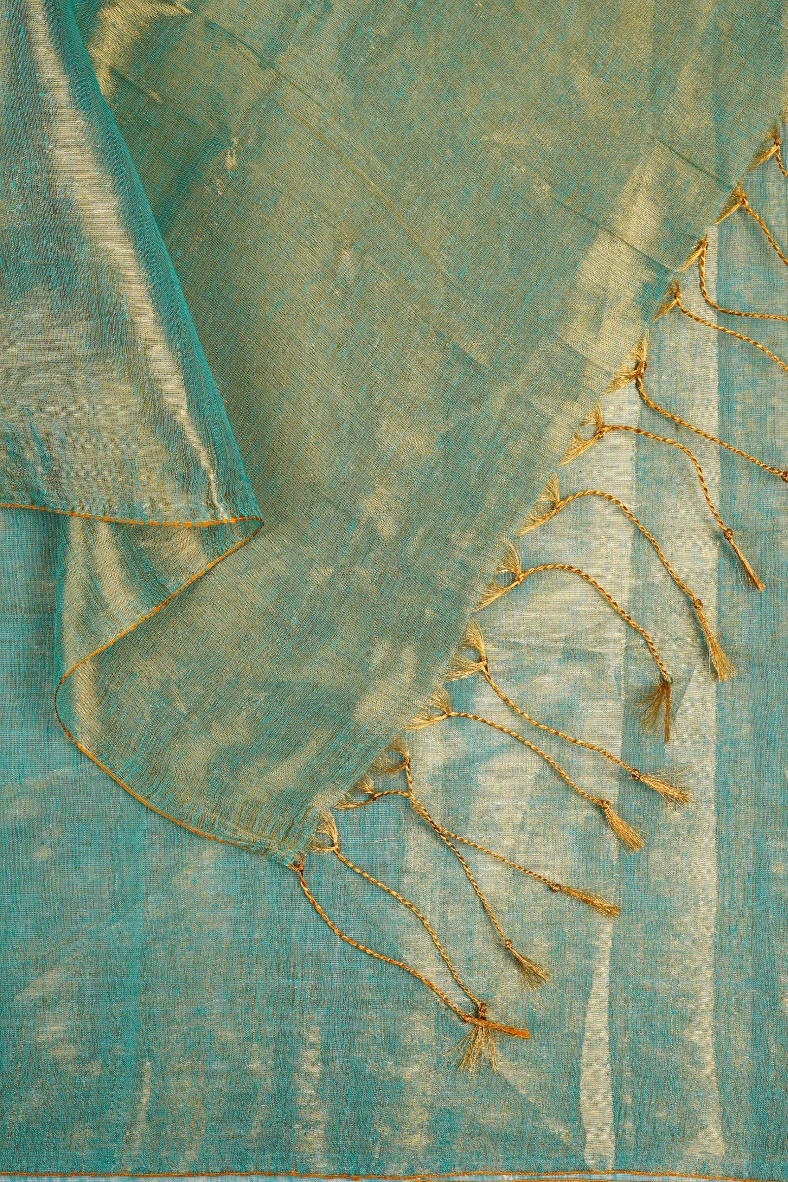 Teejh Trishika Peacock Green Tissue Saree