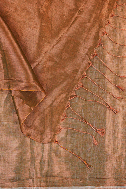 Teejh Trishika Rust Green Tissue Saree