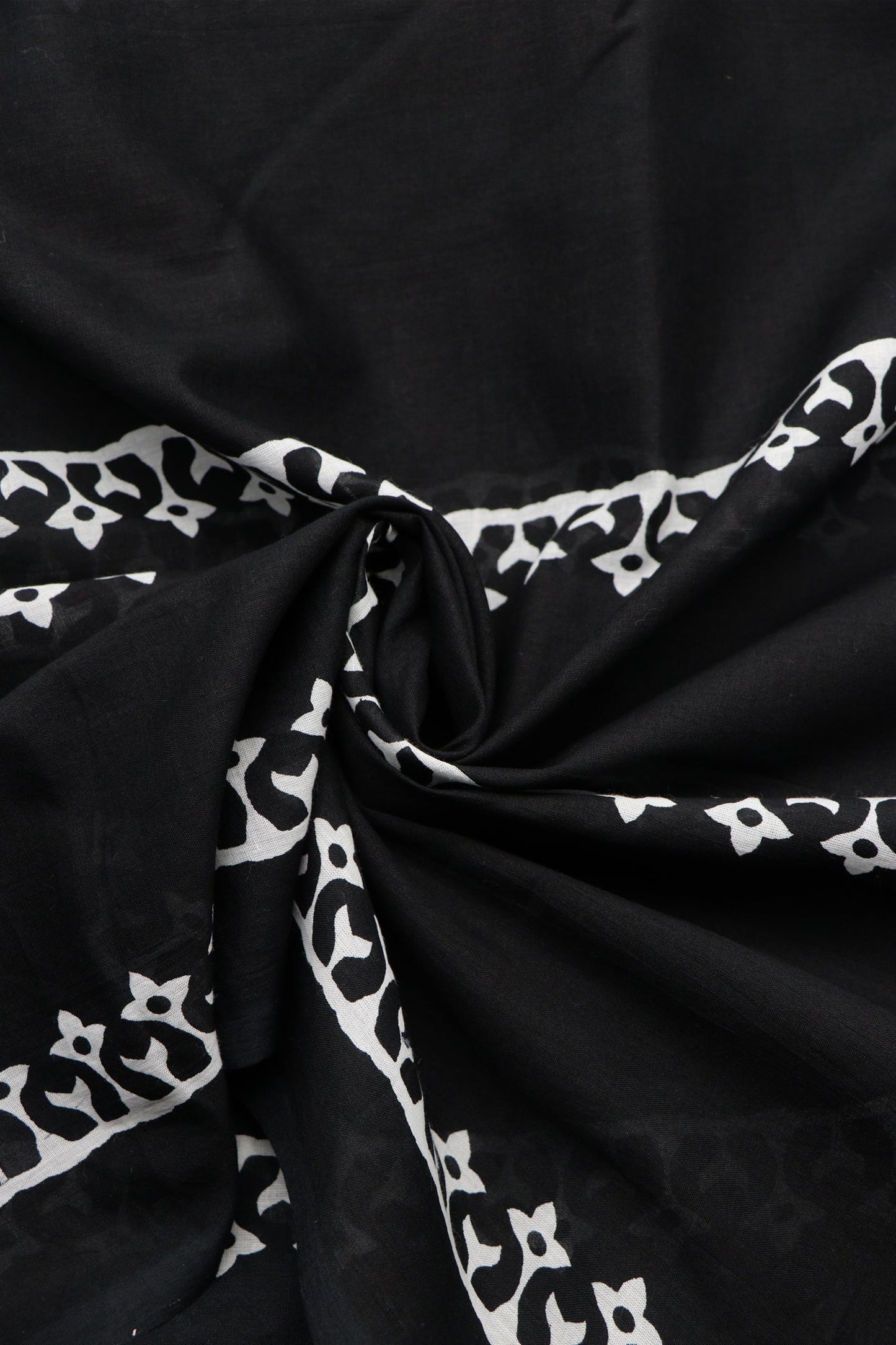 Teejh Chameli Black Print Mulmul Cotton Saree