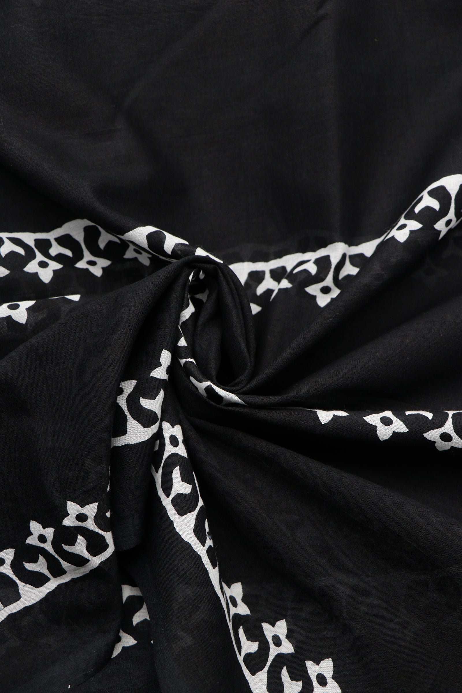 Teejh Chameli Black Print Mulmul Cotton Saree