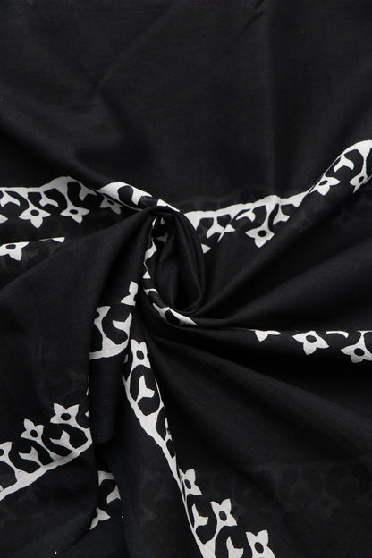 Teejh Chameli Black Print Mulmul Cotton Saree