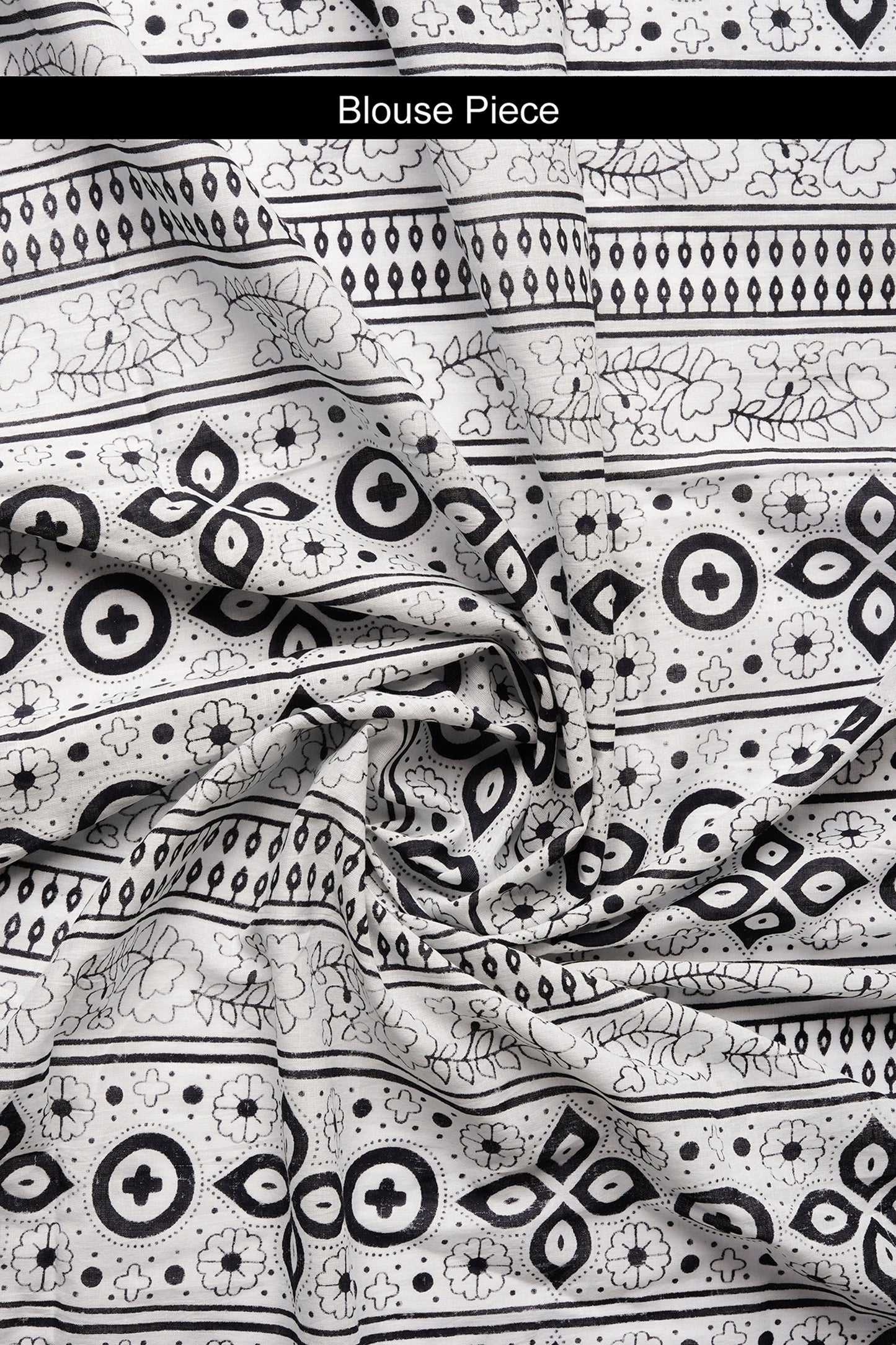 Teejh Chameli Black Print Mulmul Cotton Saree