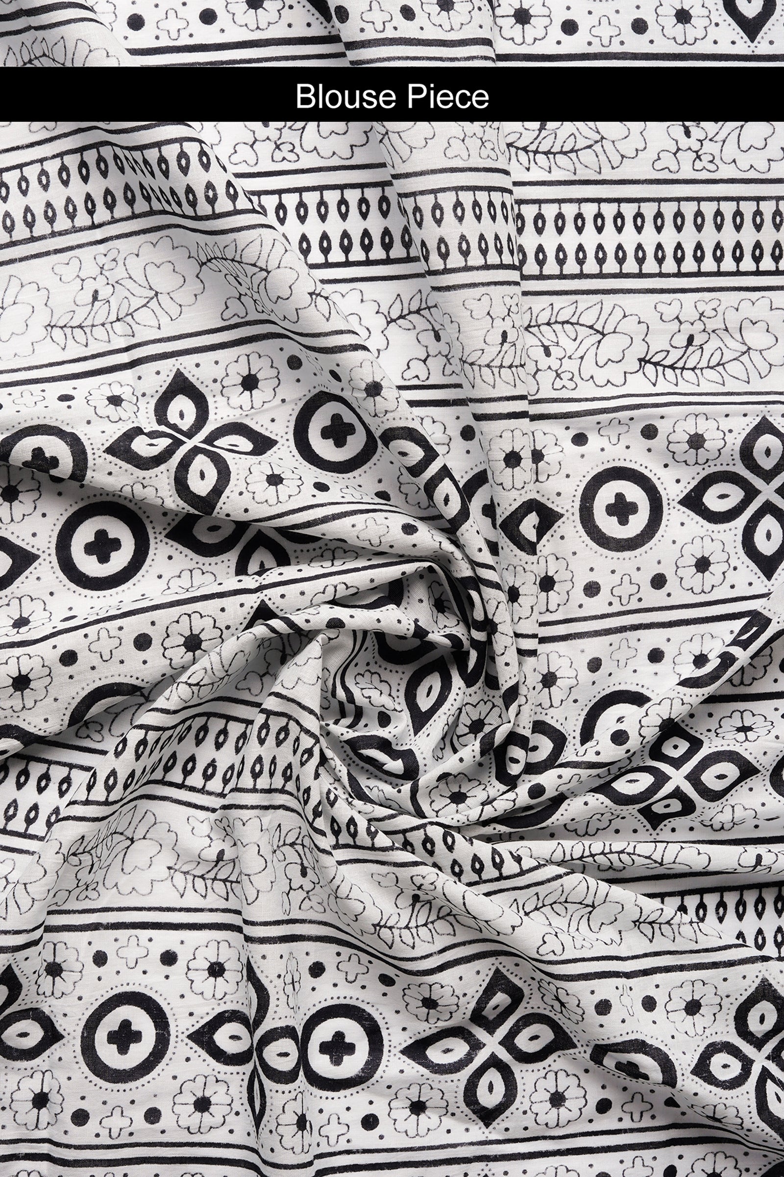 Teejh Chameli Black Print Mulmul Cotton Saree