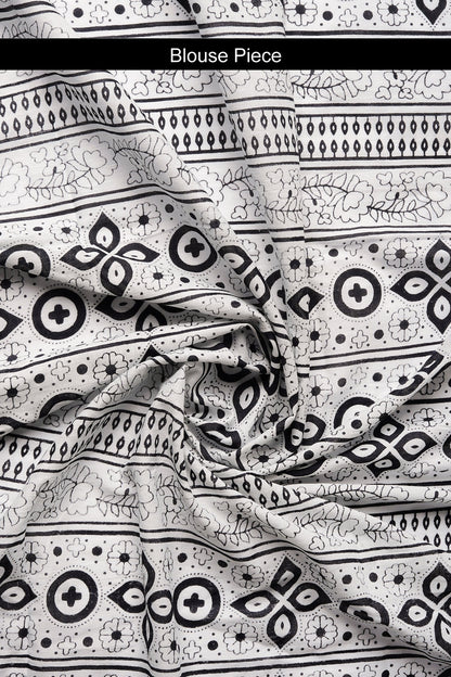 Teejh Chameli Black Print Mulmul Cotton Saree