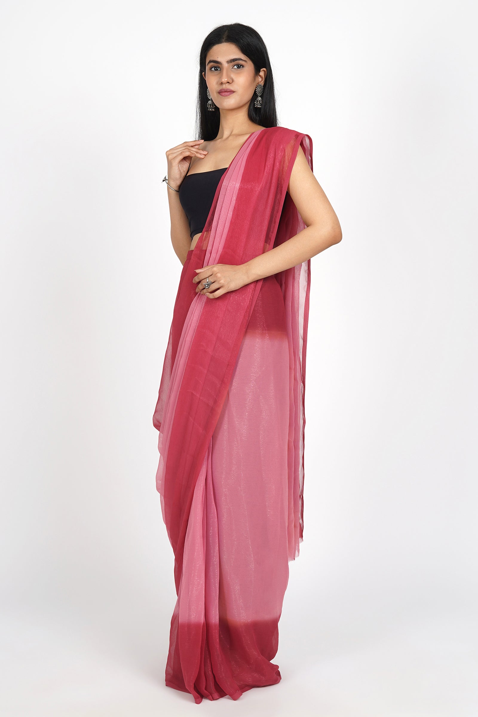 Teejh Radiant Rosewater Pre-Draped Saree