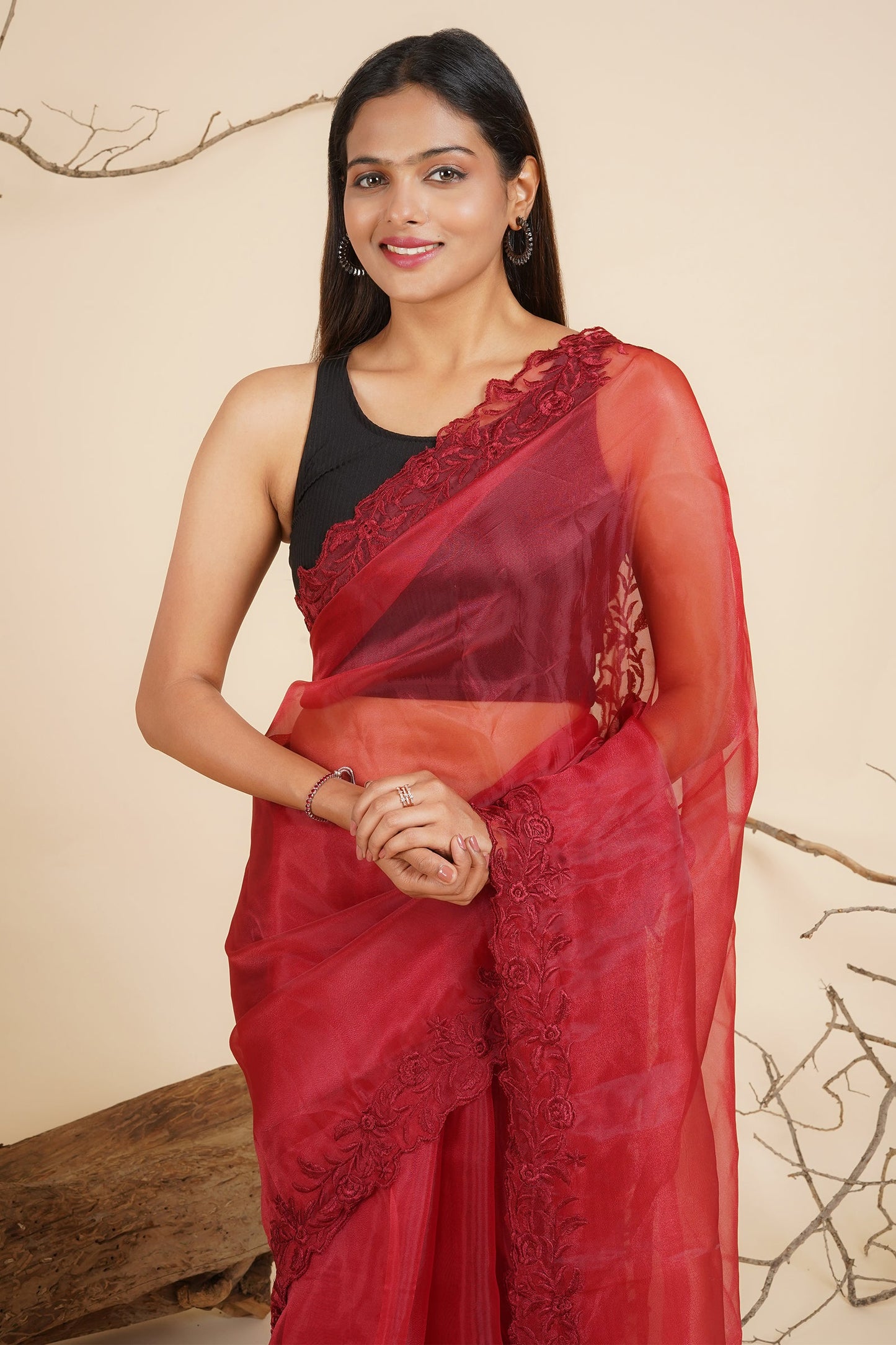 Teejh Scarlet Whispers Organza Saree