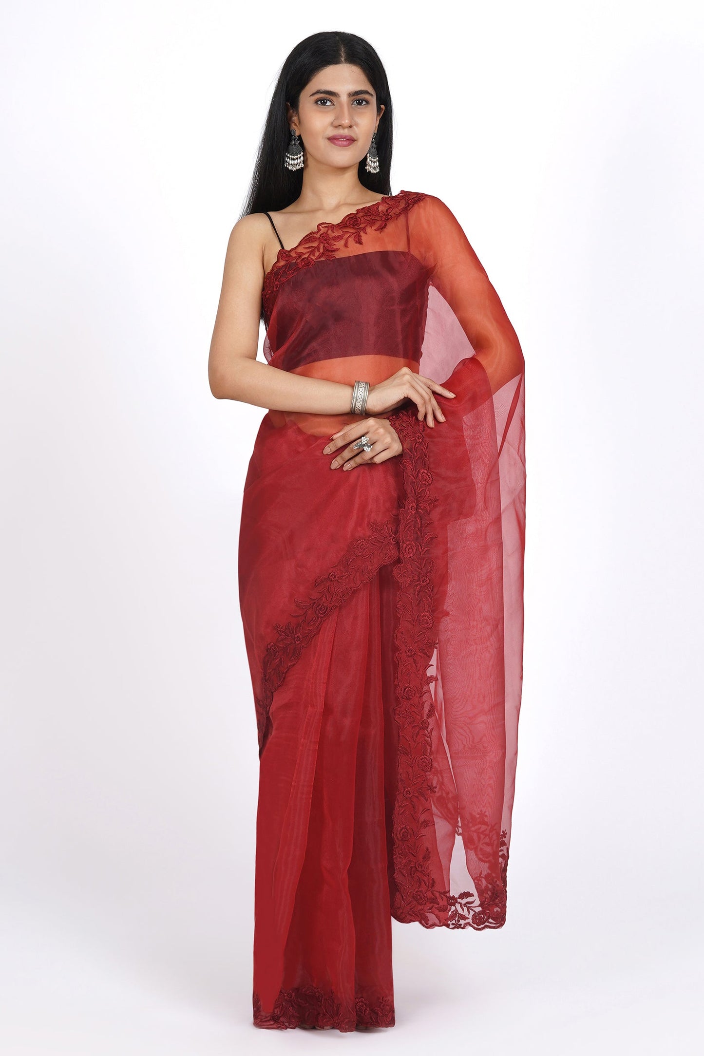 Teejh Scarlet Whispers Organza Saree
