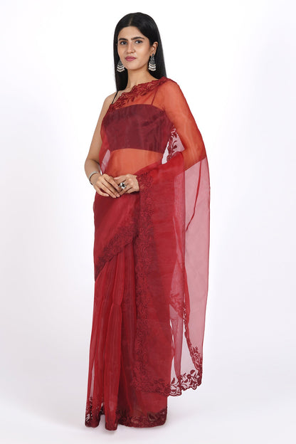 Teejh Scarlet Whispers Organza Saree