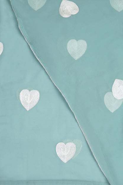 Teejh Heavenly Sea Green Georgette Saree
