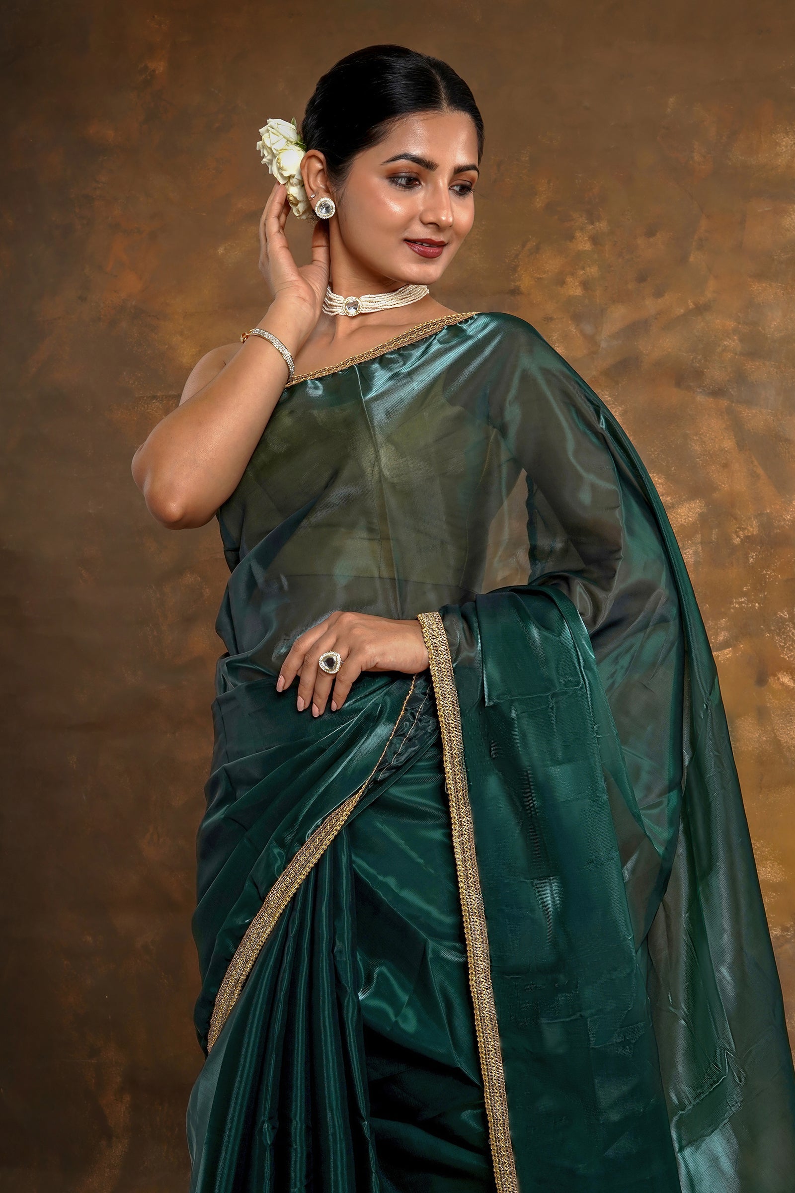 Teejh Emerald Elegance Tissue Saree
