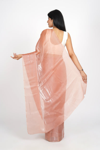 Teejh Salmon Pink Tissue Pre-Draped Saree