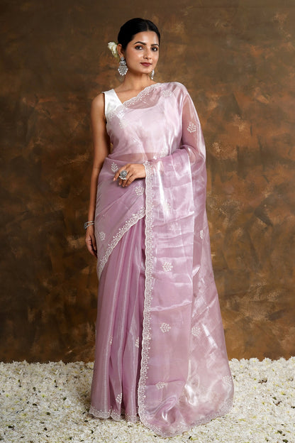 Teejh Vasanta  Onion Pink Tissue Saree
