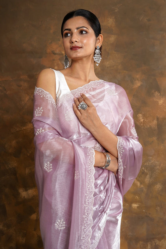 Teejh Vasanta  Onion Pink Tissue Saree