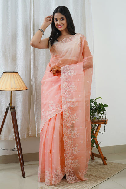Teejh Oshma Embroidered Organza Saree