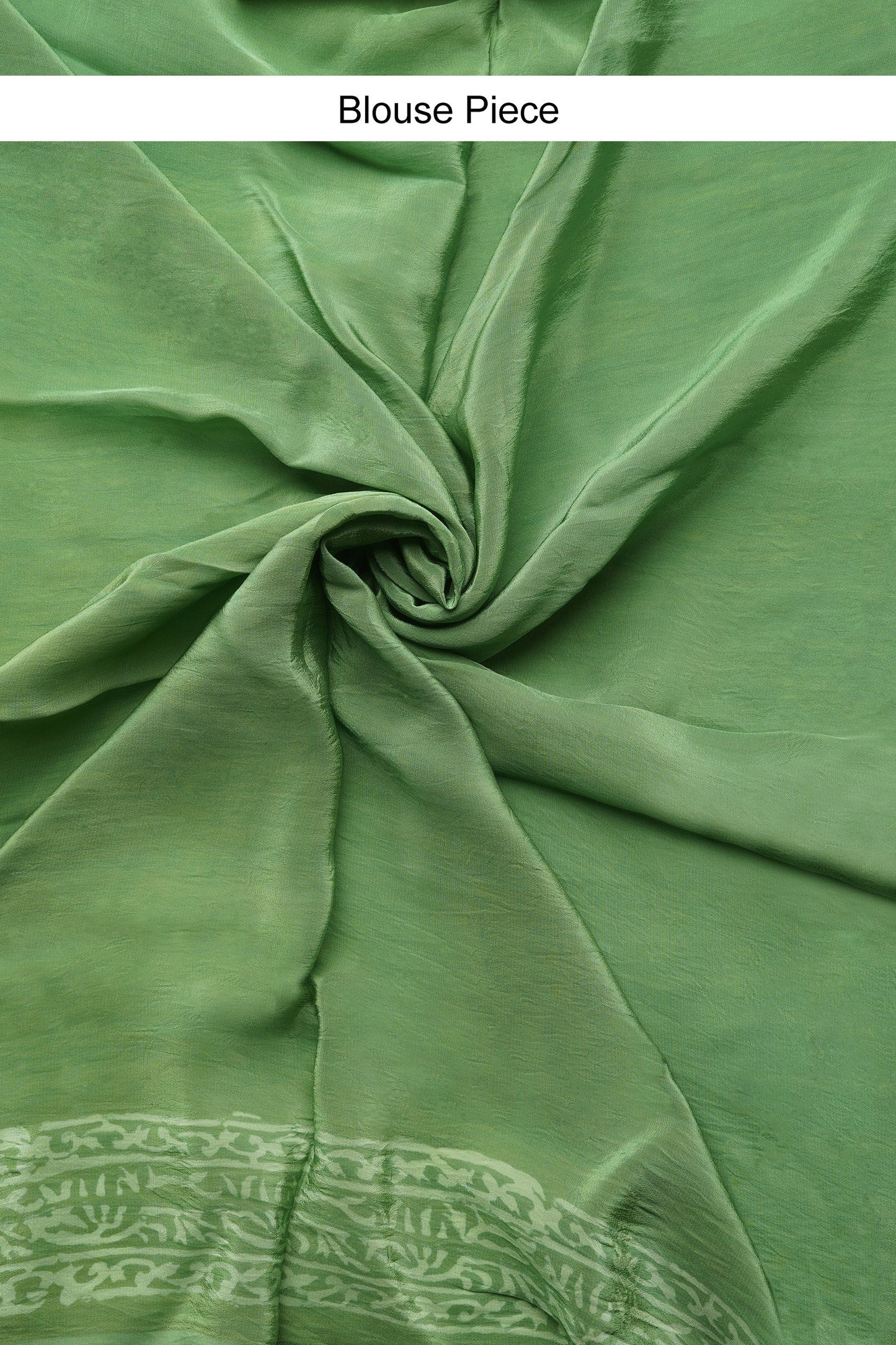 Olive Oasis Block Print Chiffon Saree