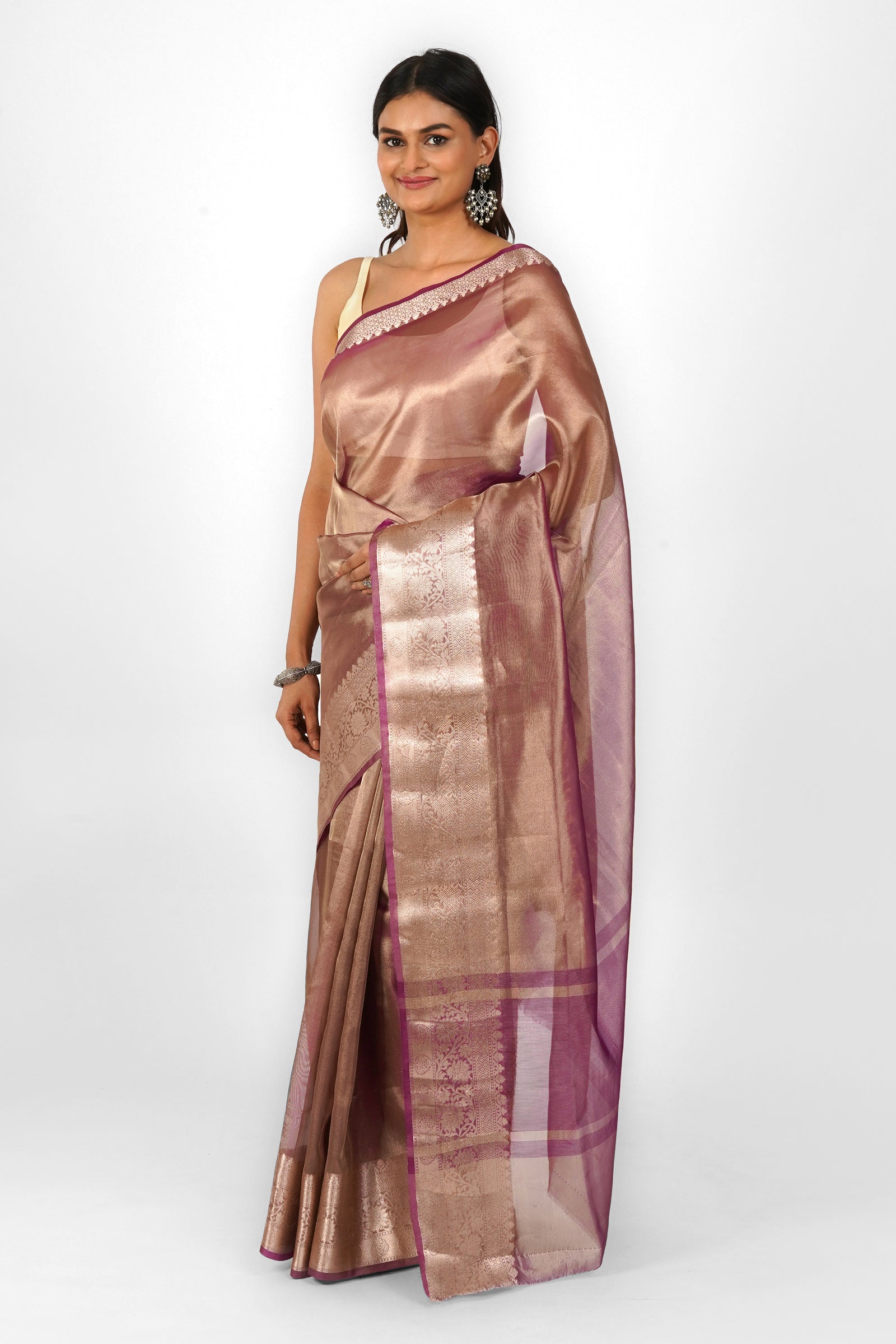 Manikarnika Magenta Banarasi Tissue Saree