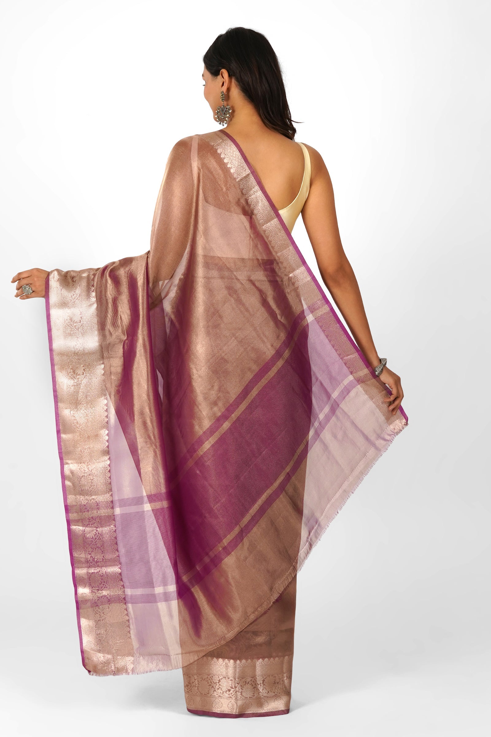 Manikarnika Magenta Banarasi Tissue Saree