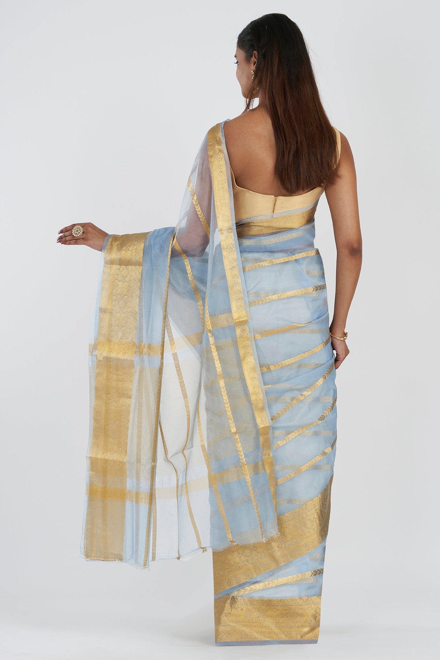 Teejh Manikarn Powder Blue Banarasi Semi Georgette Silk Saree