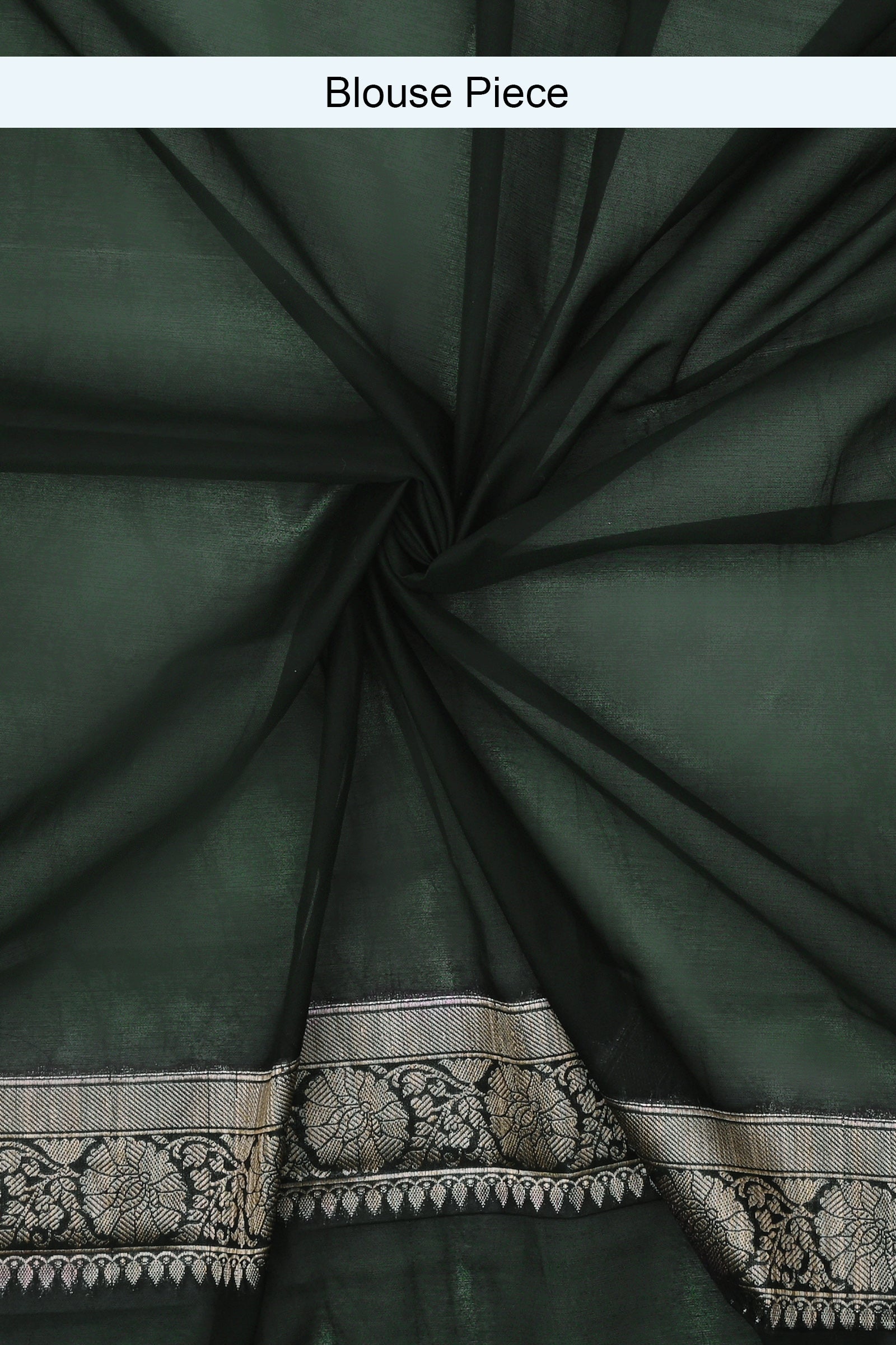 Teejh Panchganga Bottle Green Banarasi Semi Georgette Silk Saree