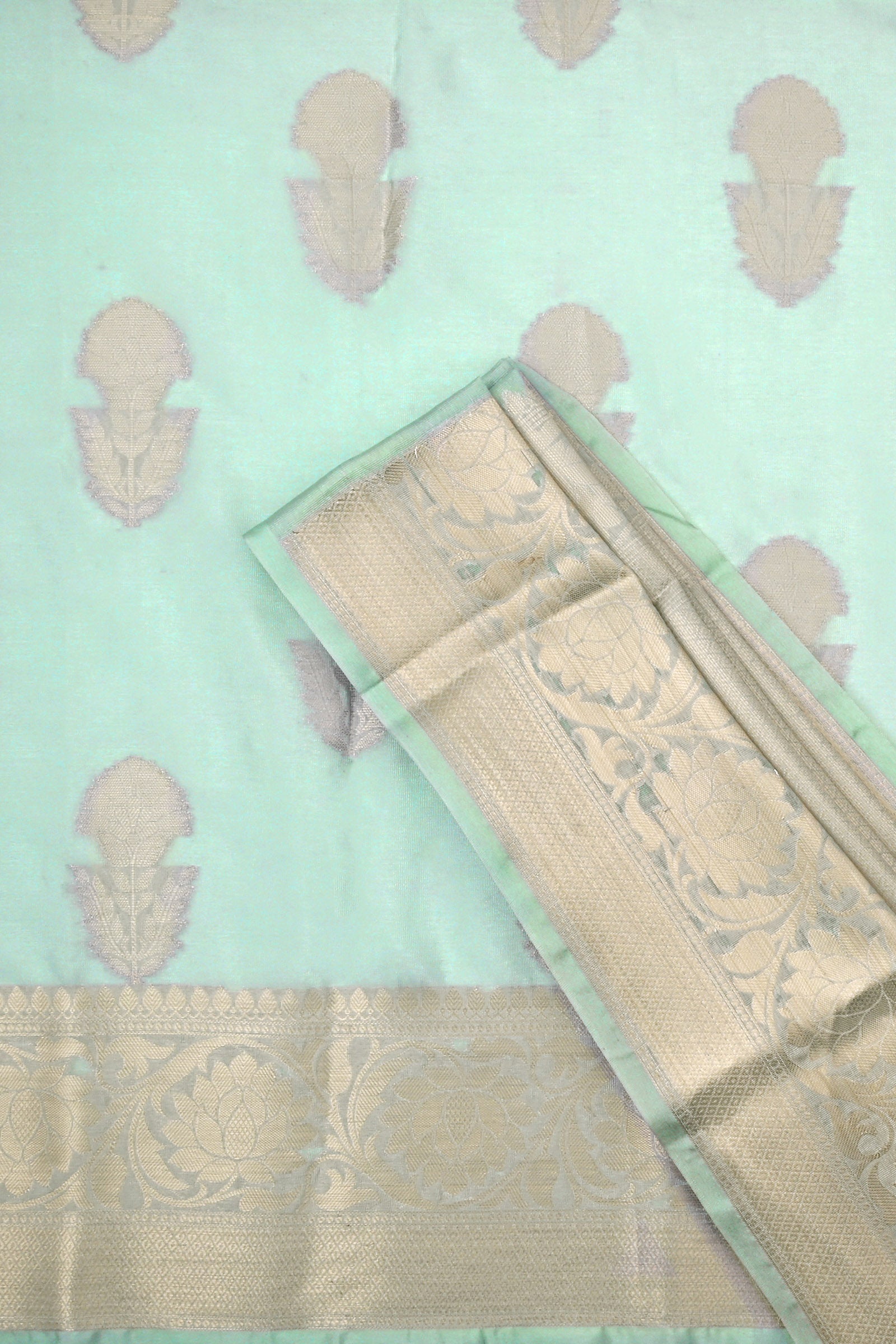 Teejh Sivala Sea Green Banarasi Semi Chiffon Warm Silk Saree