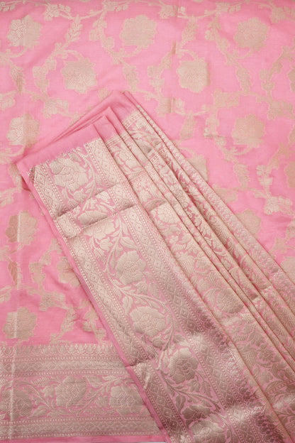 Teejh Aarhna Light Pink Banarasi Semi Georgette Jaal Weaving Saree