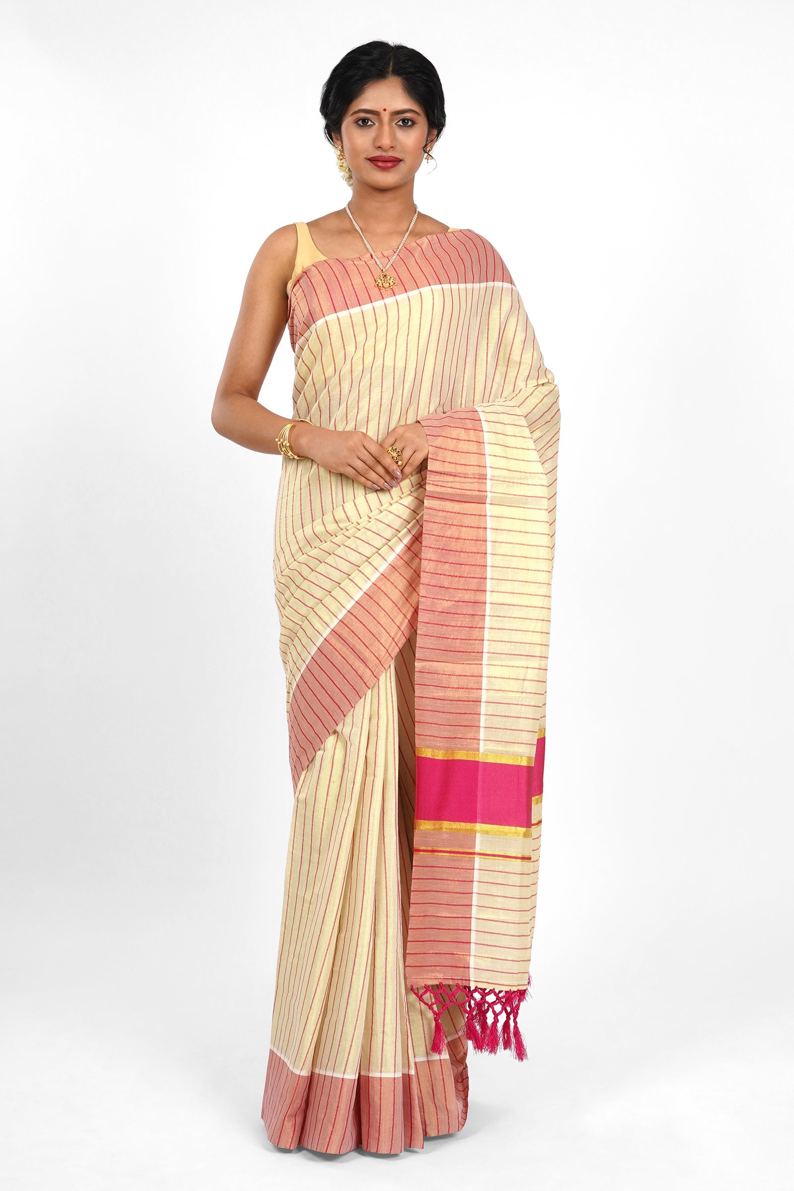 Teejh Chaliyar Kerala Tissue Pink Saree
