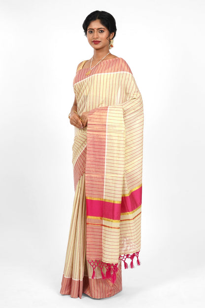Teejh Chaliyar Kerala Tissue Pink Saree