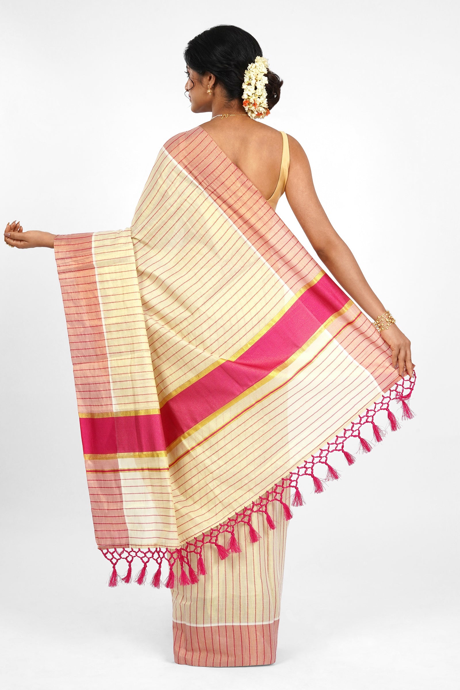 Teejh Chaliyar Kerala Tissue Pink Saree