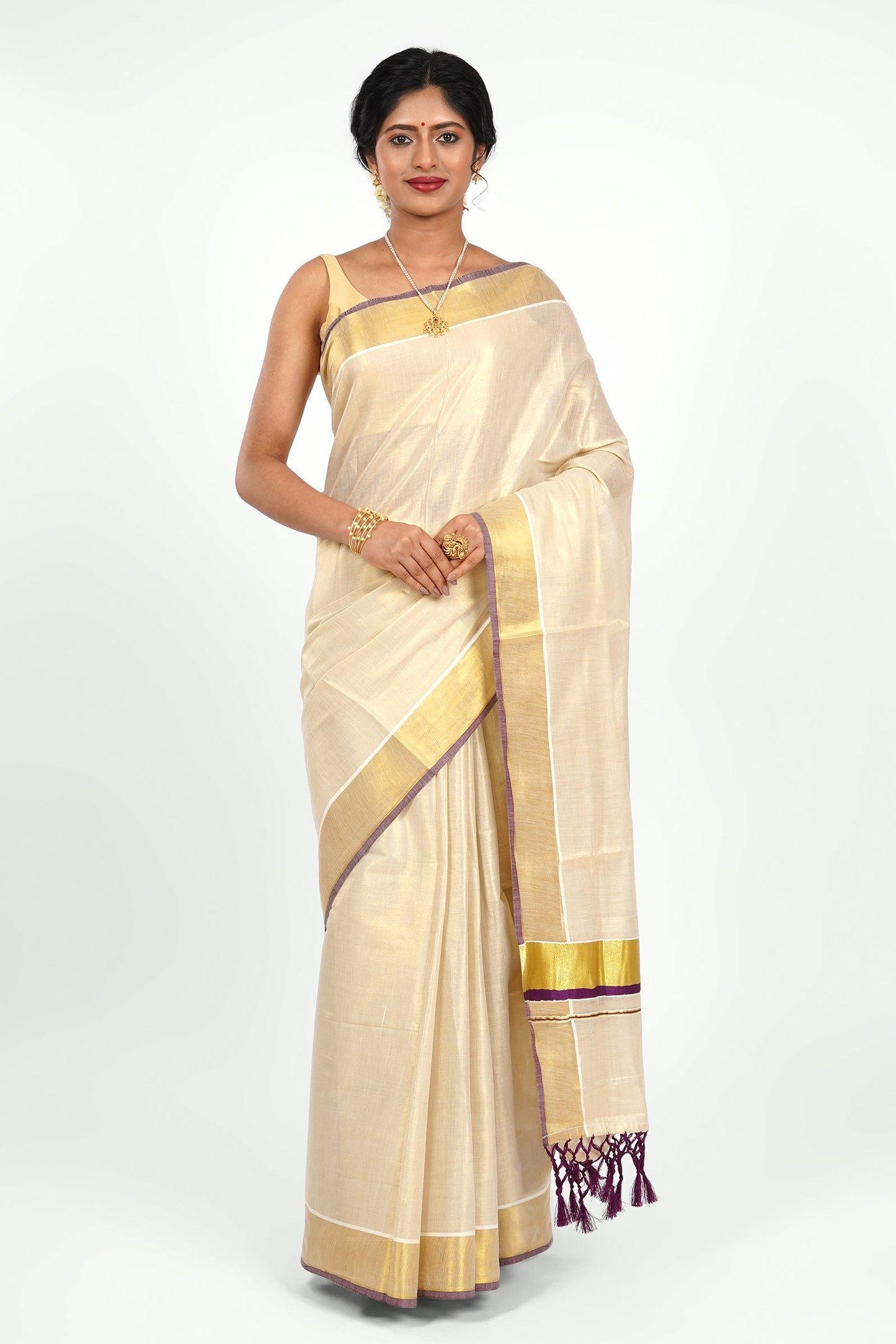 Teejh Meenachil Kerala Tissue Violet Saree