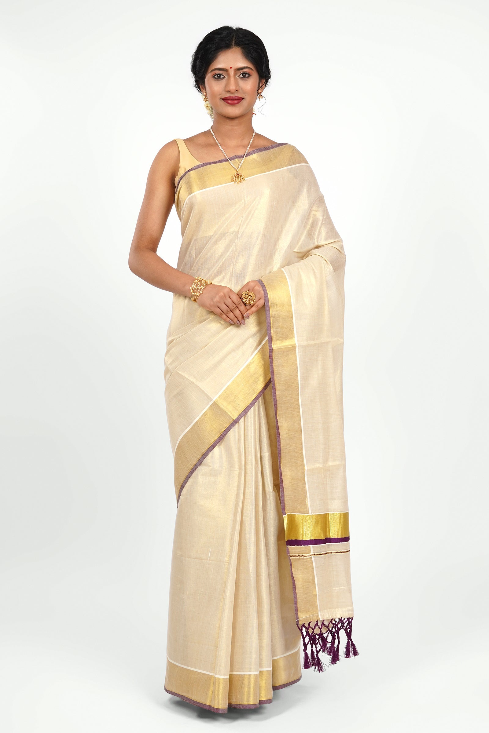 Teejh Meenachil Kerala Tissue Violet Saree