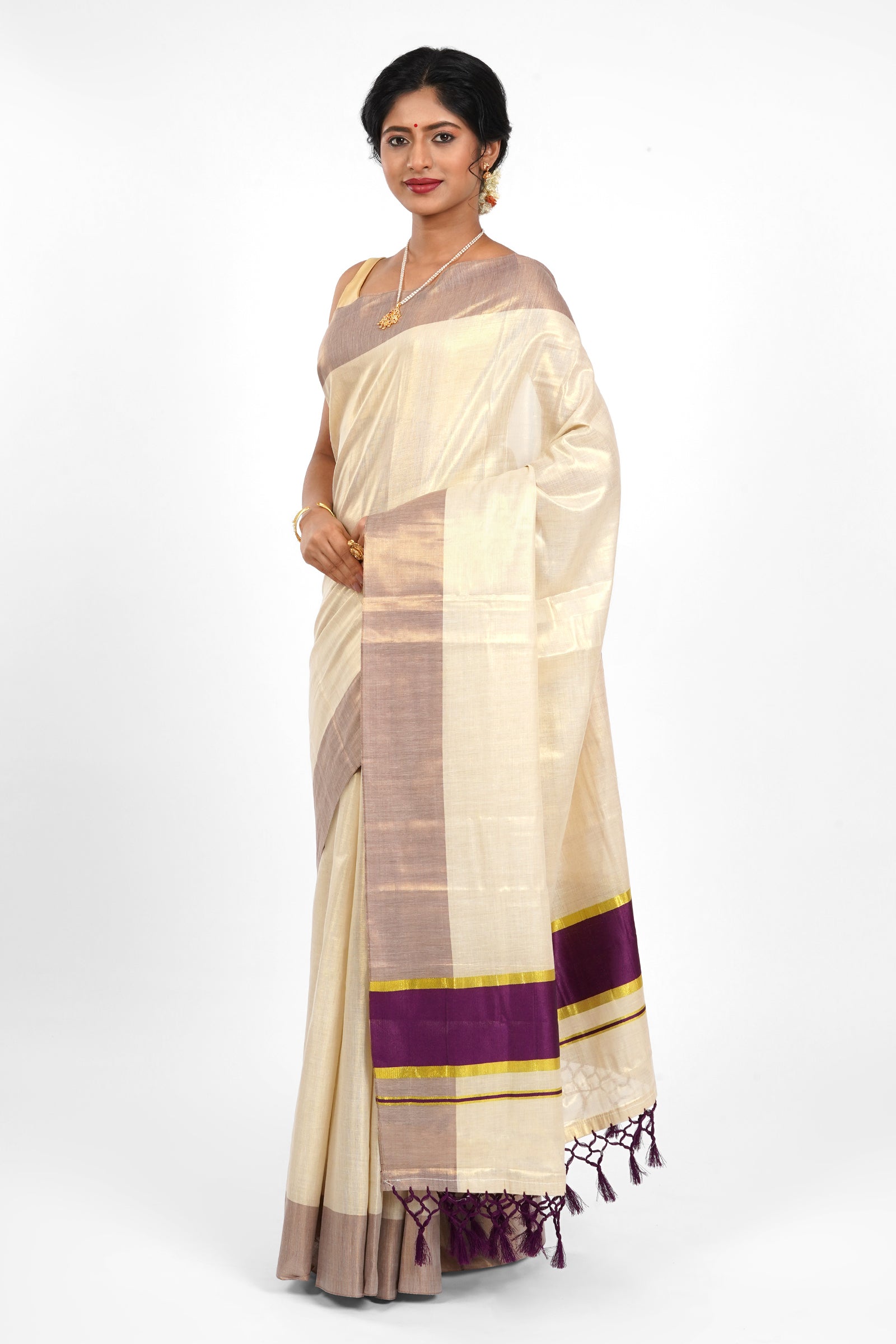 Teejh Vamanpuram Kerala Tissue Violet Saree